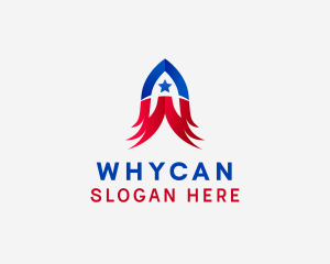 Star - American Wings Rocket Letter A logo design