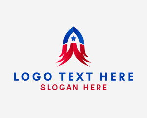 Country - American Wings Rocket Letter A logo design
