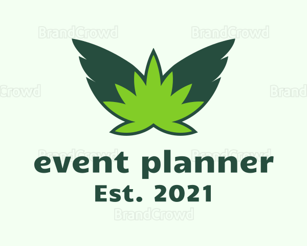 Flying Weed Leaf Logo