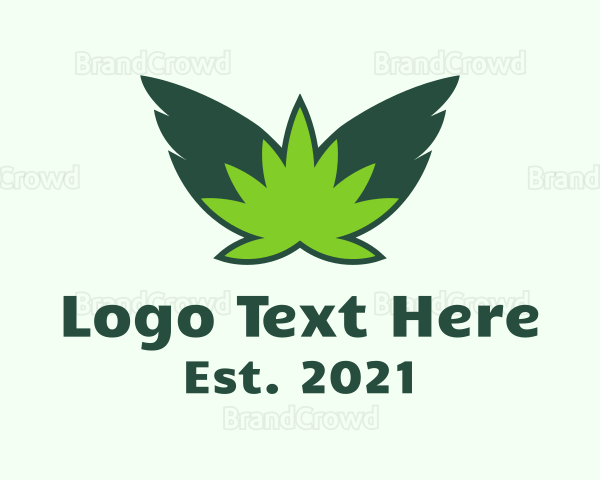 Flying Weed Leaf Logo