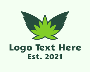 Wings - Flying Weed Leaf logo design