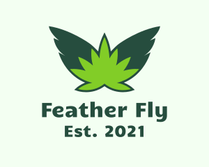 Flying Weed Leaf logo design