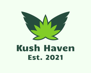 Kush - Flying Weed Leaf logo design