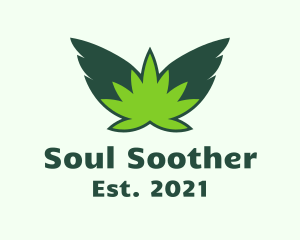 Healer - Flying Weed Leaf logo design