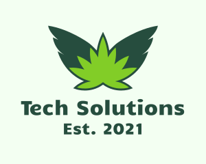 Hemp - Flying Weed Leaf logo design