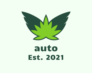 Herbal - Flying Weed Leaf logo design