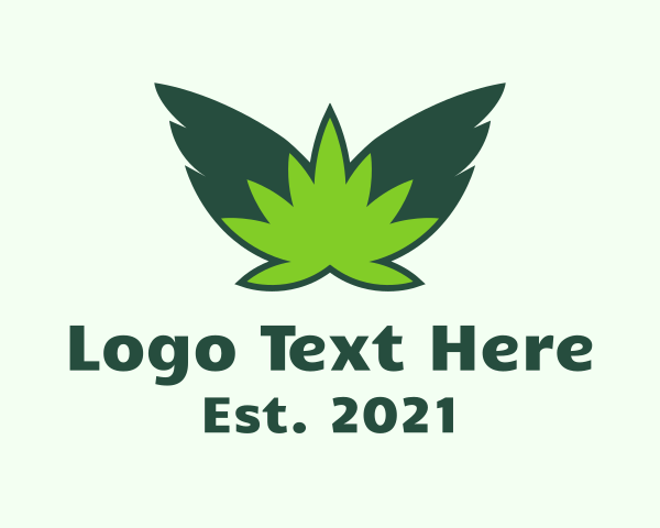 Pot - Flying Weed Leaf logo design