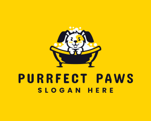 Bathtub Pet Dog Grooming Logo