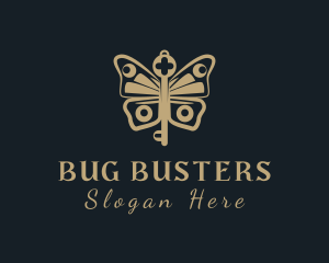 Gold Butterfly Key logo design