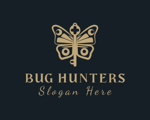 Entomology - Gold Butterfly Key logo design