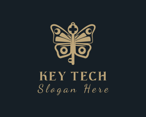 Gold Butterfly Key logo design