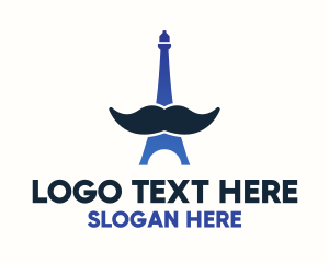 Travel - Moustache Eiffel Tower logo design