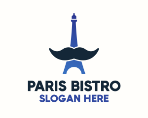 Moustache Eiffel Tower logo design