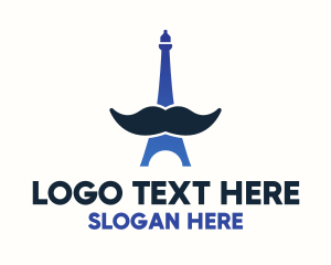 Town - Moustache Eiffel Tower logo design