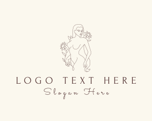 Natural - Floral Nude Lady logo design