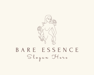 Nude - Floral Nude Lady logo design