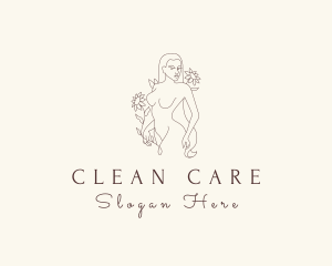 Floral Nude Lady logo design