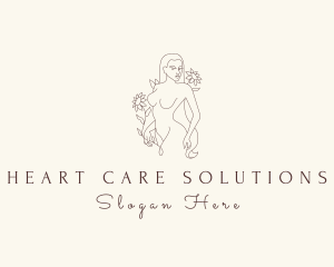 Floral Nude Lady logo design