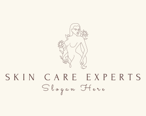 Floral Nude Lady logo design