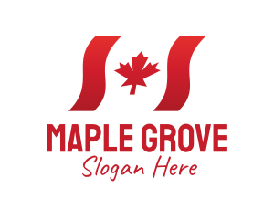 Maple - Wavy Canada Flag logo design