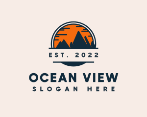 Sunset Silhouette Mountain logo design