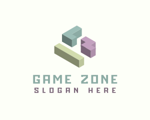 3D Isometric Gaming Blocks logo design