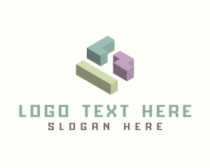 Isometric - 3D Gaming Blocks logo design