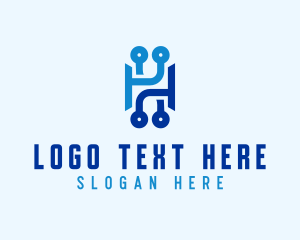 Developer - Digital Circuit Letter H logo design