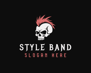 Mohawk Punk Skull logo design