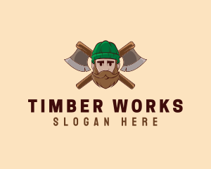 Timber - Timber Axe Woodcutter logo design