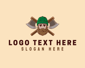 Log - Timber Axe Woodcutter logo design