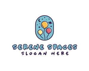 Space Balloon Party logo design