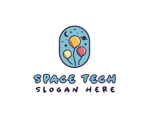 Space Balloon Party logo design