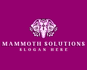 Mammoth - Floral Wild Elephant logo design