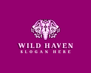 Floral Wild Elephant logo design