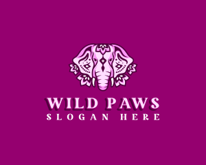 Floral Wild Elephant logo design