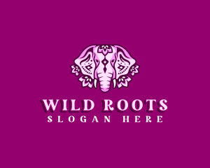 Floral Wild Elephant logo design