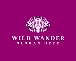 Floral Wild Elephant logo design