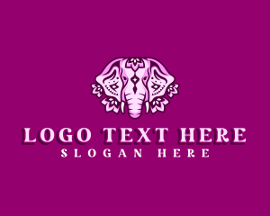 Mammoth - Floral Wild Elephant logo design