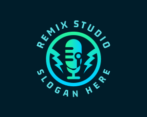 Podcast Microphone Studio logo design