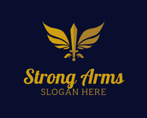 Arms - Wing Sword Weapon logo design