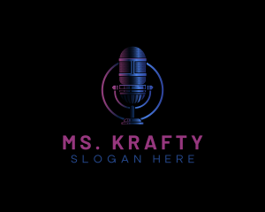Broadcaster - Mic Podcast Recording logo design