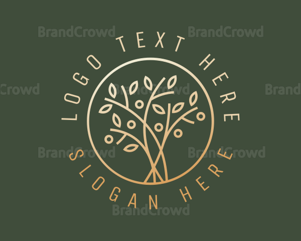 Golden Branch Leaves Logo