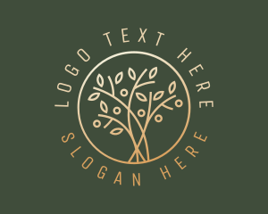 Arboriculture - Golden Branch Leaves logo design