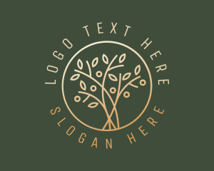 Golden Branch Leaves Logo