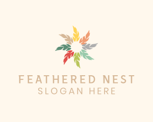 Pastel Circle Feather  logo design