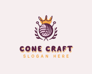 Crown Yarn Embroidery logo design