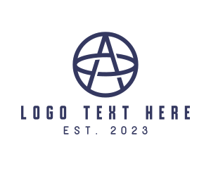 World - Blue Ring Letter A logo design