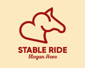 Horseback - Red Horse Heart logo design