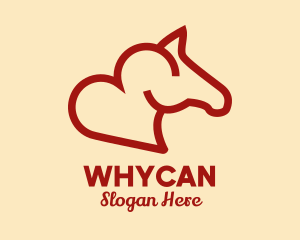 Equestrian - Red Horse Heart logo design